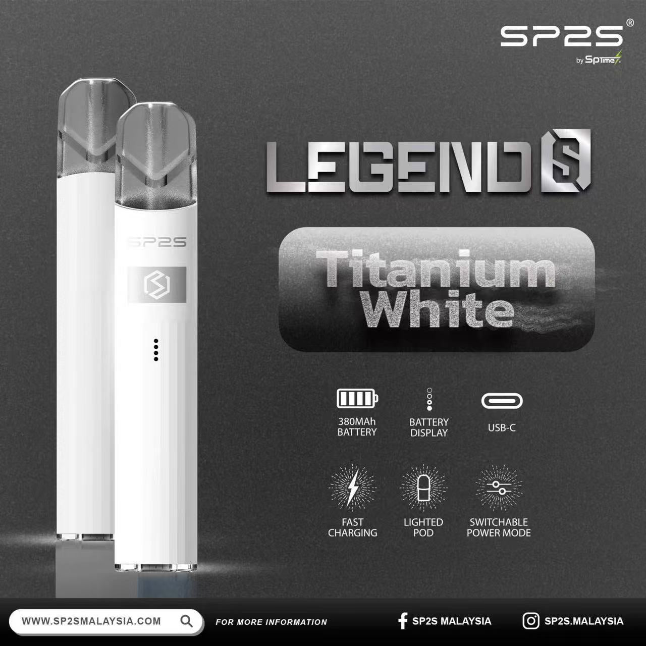 【SP2S Legend S 傳奇版主機】 SP2最新款鈦發光主機-兩檔調節-底部發光💥 通配一代lana/Sp2s/ilia等一代煙彈-VAKA糖果雲煙館