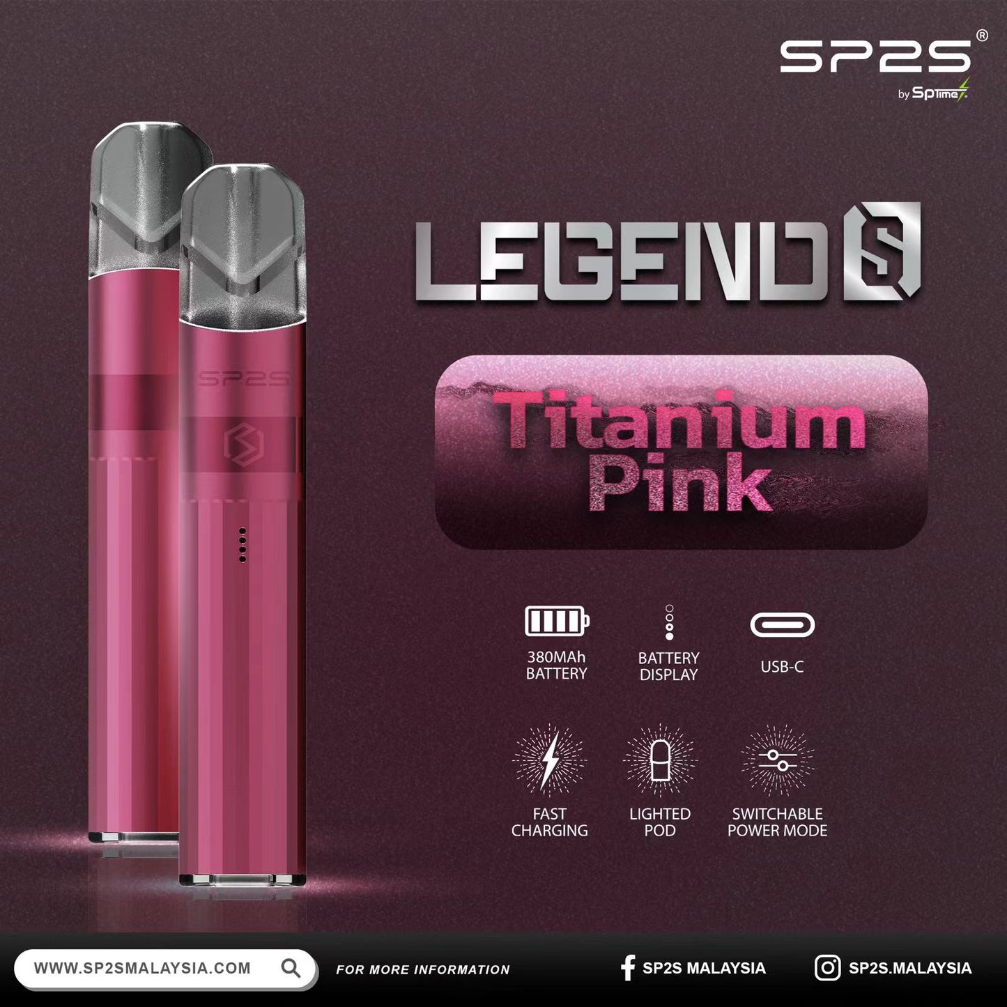 【SP2S Legend S 傳奇版主機】  SP2最新款鈦發光主機-兩檔調節-底部發光💥 通配一代lana/Sp2s/ilia等一代煙彈-VAKA糖果雲煙館